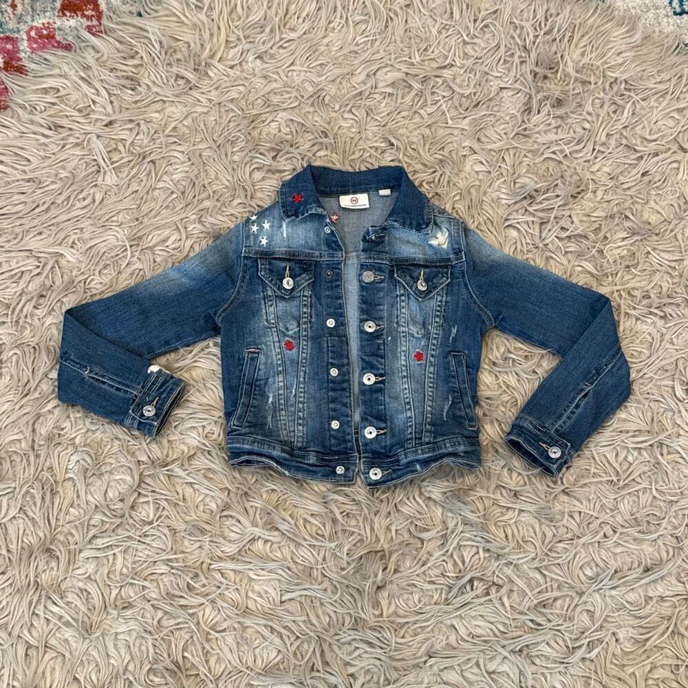 AG Adriano Goldschmied kids denim embroidered jacket size 6